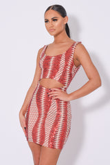 Till Midnight Red Cut Out Sequin Bandage Cage Bodycon Dress