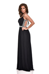 Nola Black Backless Maxi Grecian Dress