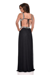 Nola Black Backless Maxi Grecian Dress
