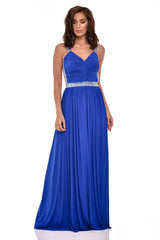 Nola Royal Blue Backless Maxi Grecian Dress