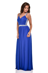 Nola Royal Blue Backless Maxi Grecian Dress