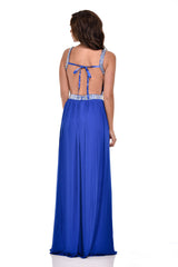 Nola Royal Blue Backless Maxi Grecian Dress