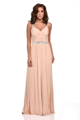 Nola Nude Backless Maxi Grecian Dress