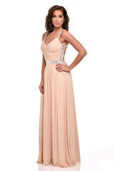 Nola Nude Backless Maxi Grecian Dress