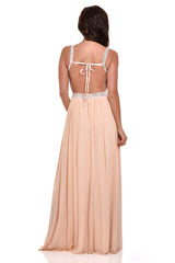 Nola Nude Backless Maxi Grecian Dress