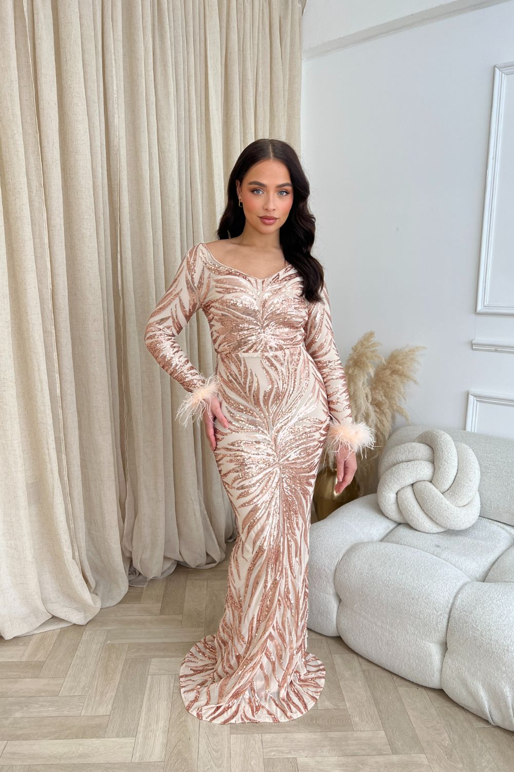 capture the moon rose gold long sleeve sequin maxi dress Lulus Capture The Moon Sequin Long Sleeve Dress In Rose Gold - 58% Off
