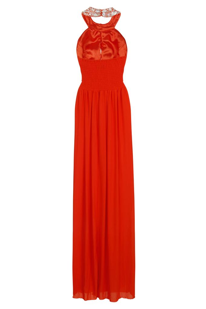 Donna Coral Crystal Grecian Maxi Gown Dress