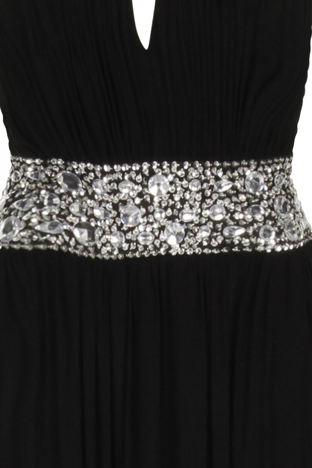 Donna Black Crystal Grecian Maxi Gown Dress