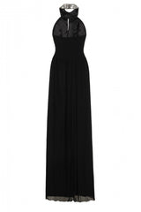 Donna Black Crystal Grecian Maxi Gown Dress