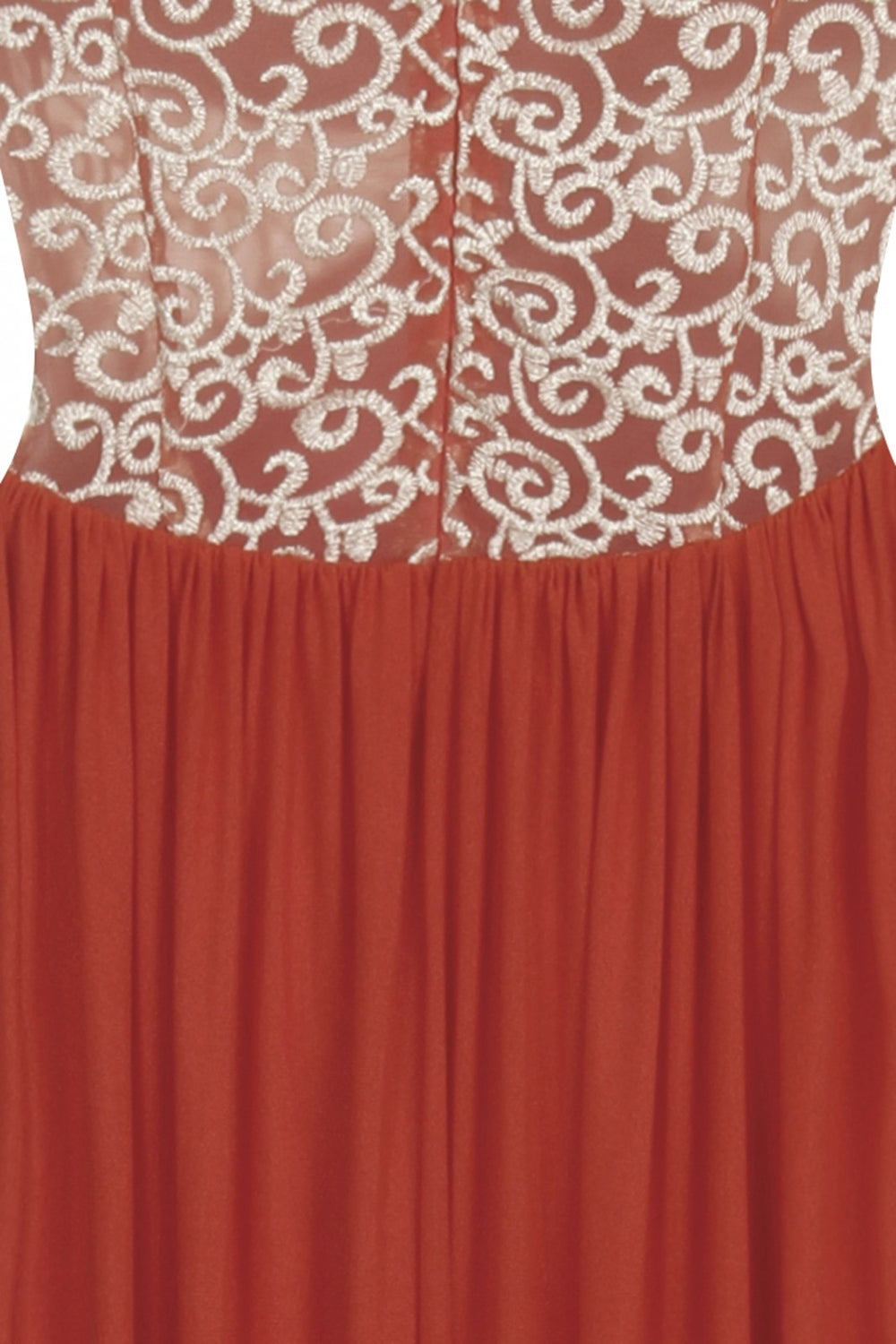 Elia Coral Orange Gold Embroidered Goddess Grecian Maxi Gown Dress