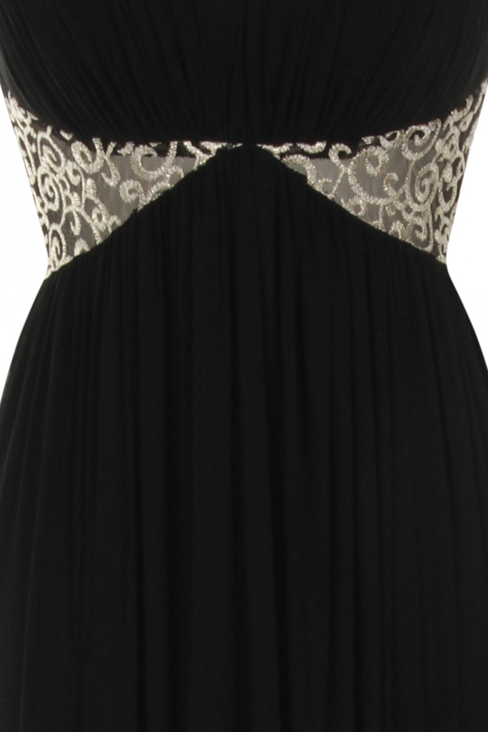 Elia Black Gold Embrodiered Goddess Grecian Maxi Gown Dress