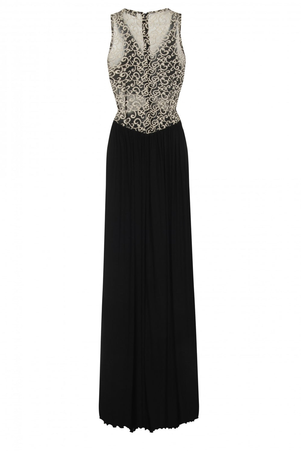 Elia Black Gold Embrodiered Goddess Grecian Maxi Gown Dress
