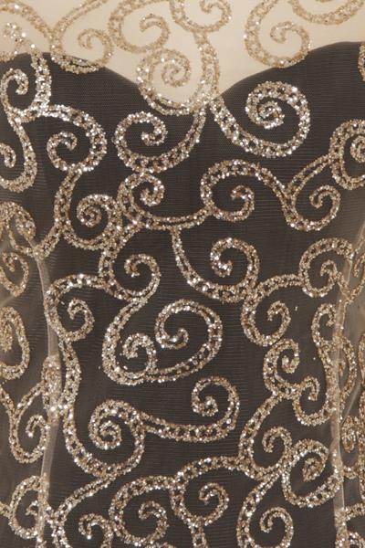 Bellina Sparkle Black & Gold Slinky Midi Dress