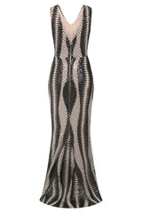 Twilight Black Nude Sequin Bandage Cage Bodycon Maxi Mermaid Dress