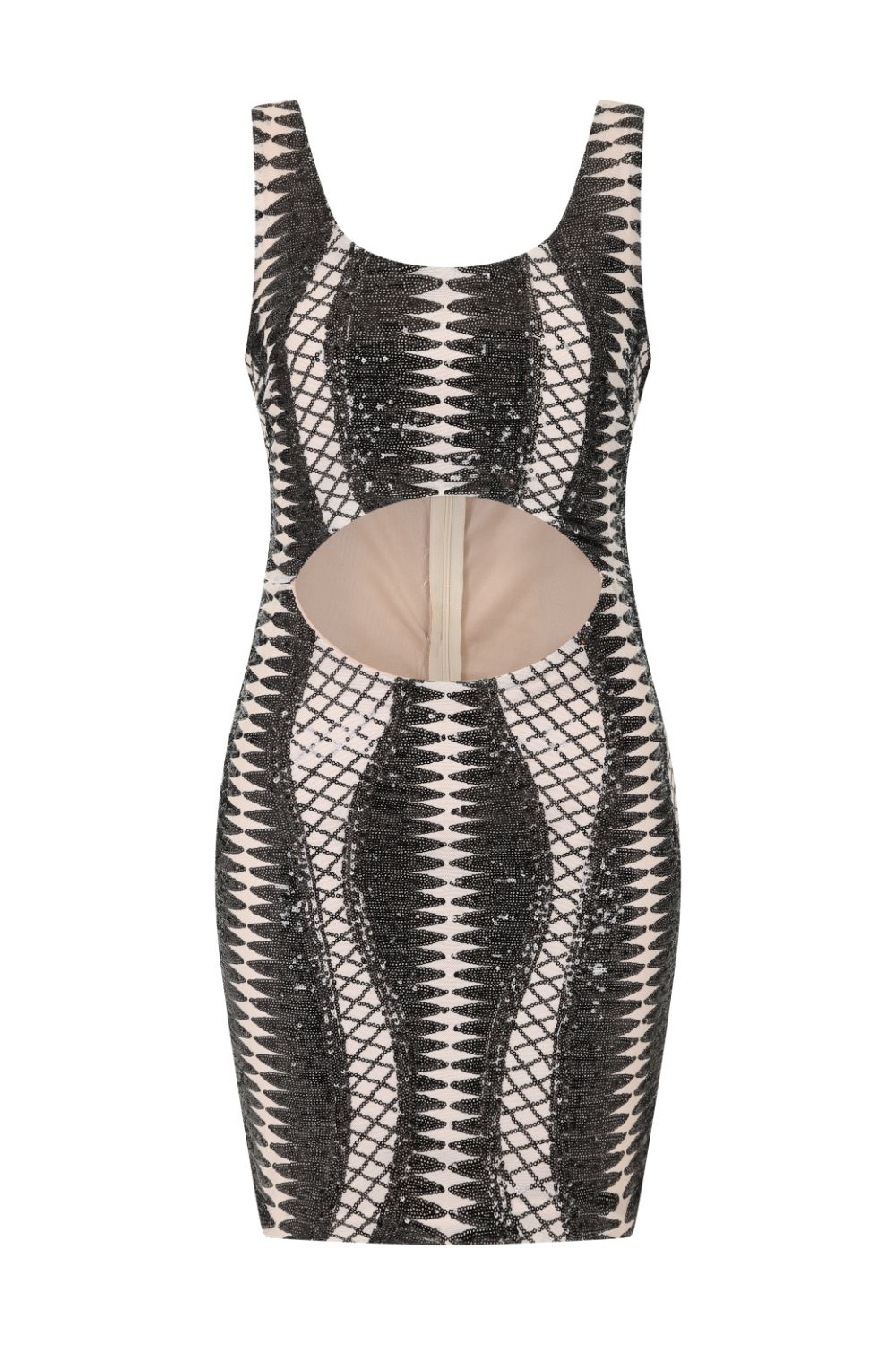 Till Midnight Black Cut Out Sequin Bandage Cage Bodycon Dress