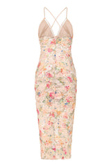 Wrap Me Up Floral Lace & Nude Sequin Wrap Asymmetric Midi Maxi Dress