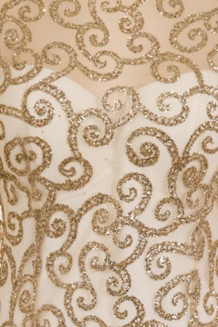 Vanity Sparkle Off White Slinky Fishtail Maxi Dress