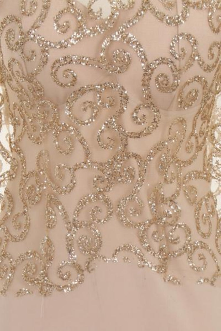 Bellina Sparkle Nude Slinky Midi Dress