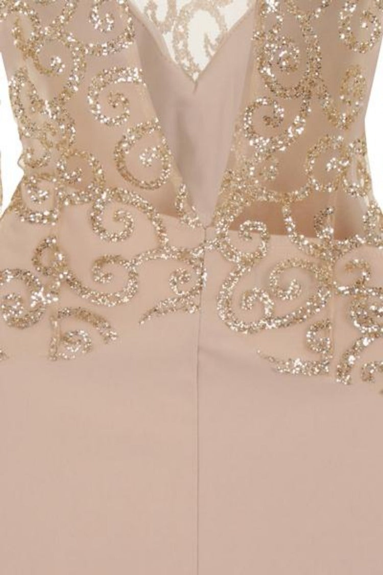 Bellina Sparkle Nude Slinky Midi Dress