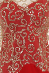 Bellina Sparkle Red Slinky Midi Dress