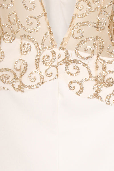 Bellina Sparkle White Slinky Midi Dress
