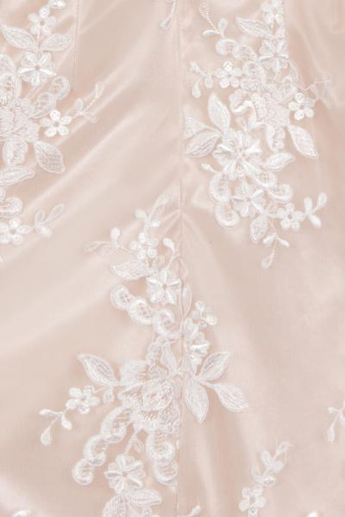Karla Nude Plunge Scalloped Lace Embroidery Midi Dress