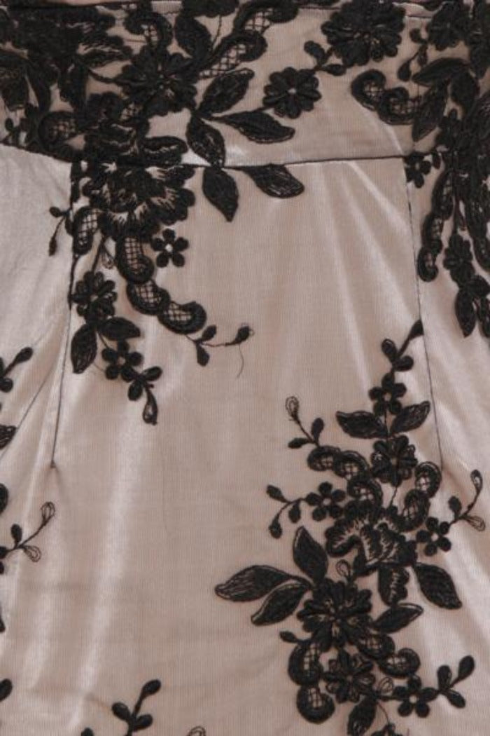 Karla Black Plunge Scalloped Lace Embroidery Midi Dress