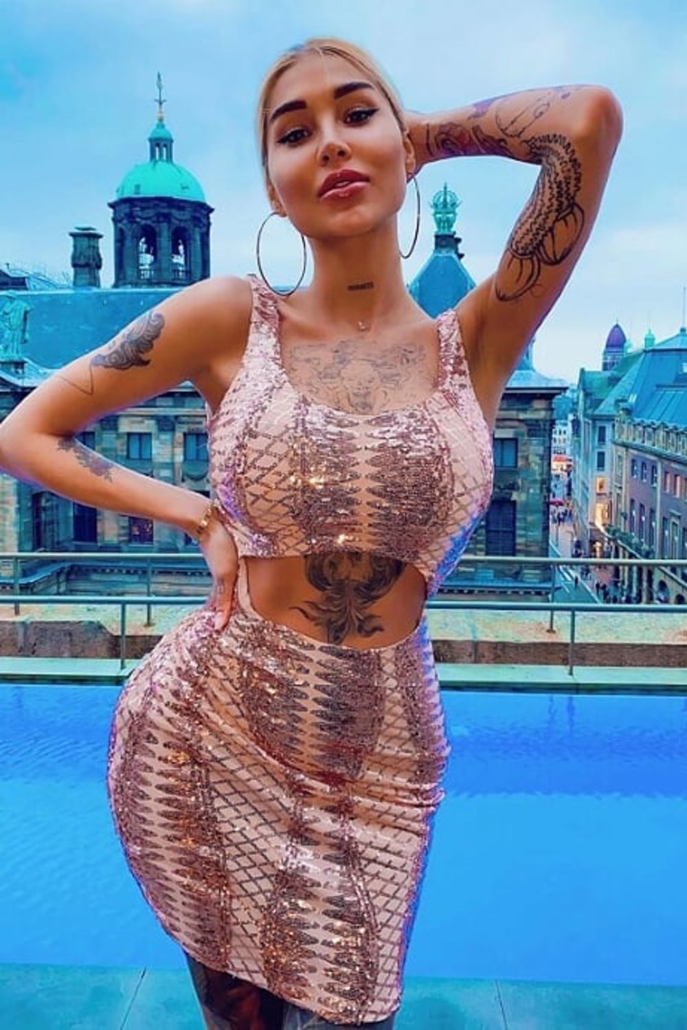 Till Midnight Rose Gold Cut Out Sequin Bandage Cage Bodycon Dress