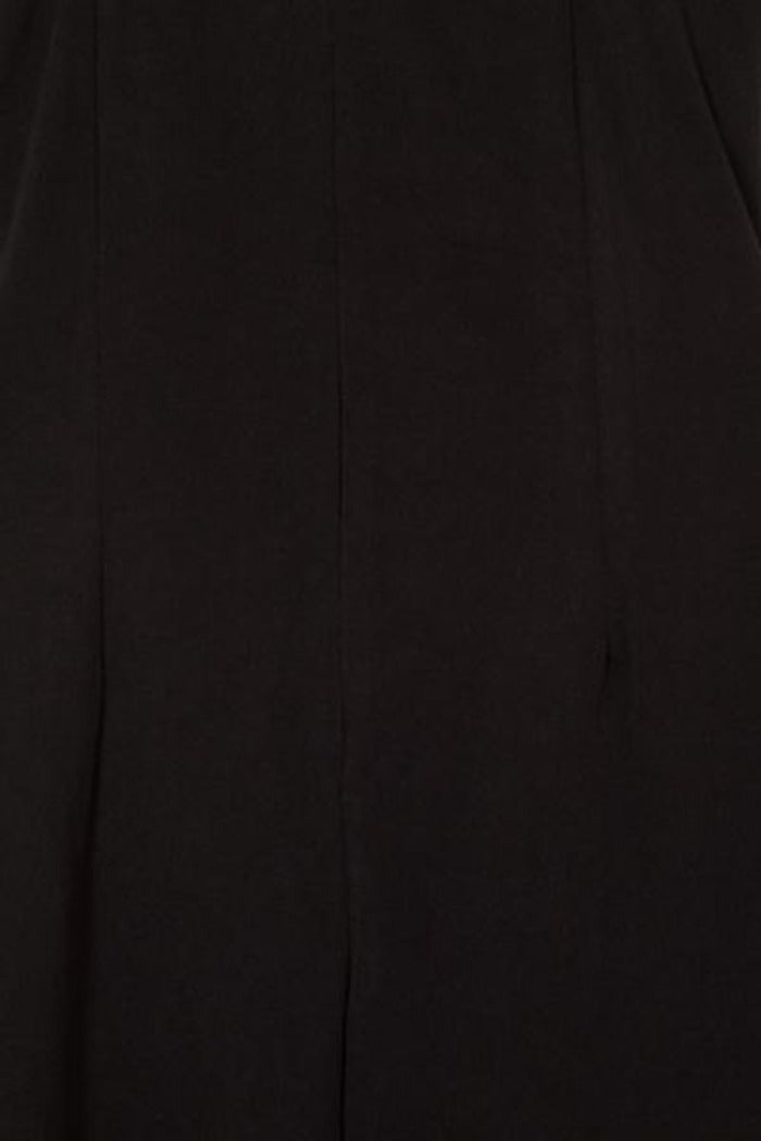 Yazmin Black Plunge Rose Applique Slinky Midi Dress