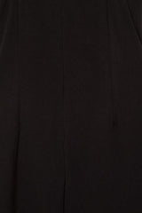 Yazmin Black Plunge Rose Applique Slinky Midi Dress