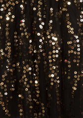 Lily Black Sheer Plunge Gold Sequin Tassel Fringe Playsuit Romper
