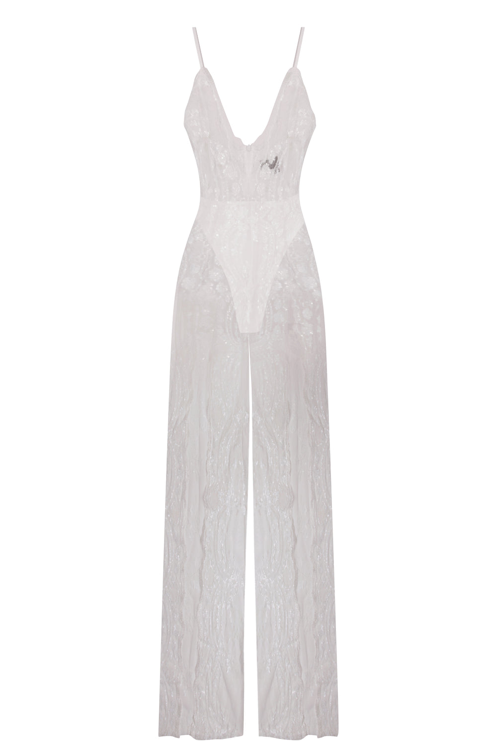 White shop sheer jumpsuit