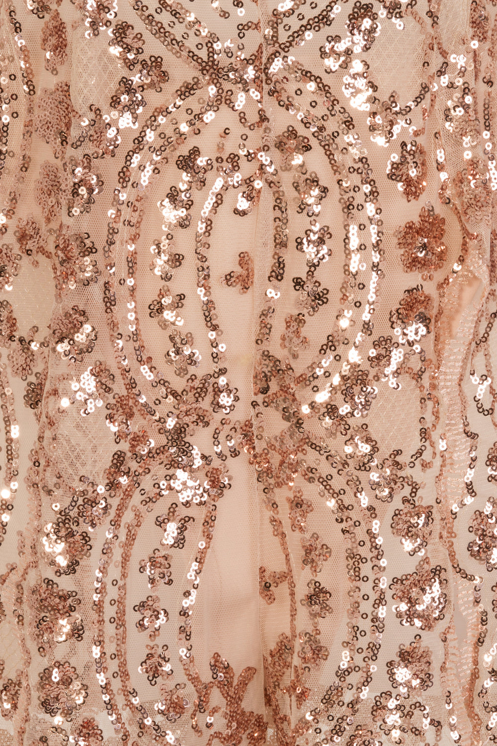 Game Changer Rose Gold Nude Sheer Floral Sequin Palazzo Split Jumpsuit