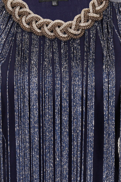Tatiana Navy Shimmer Flapper Fringe Tassel Dress