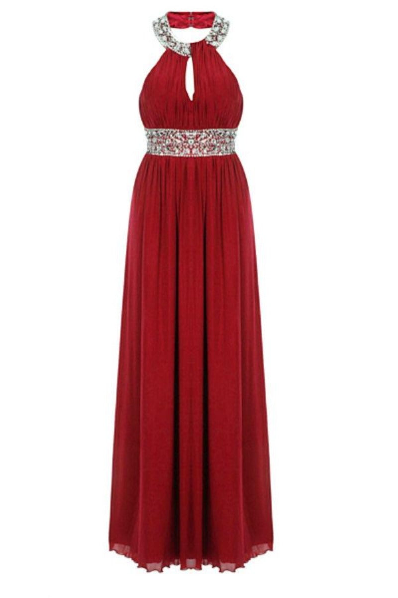 Donna Berry Crystal Grecian Maxi Gown Dress
