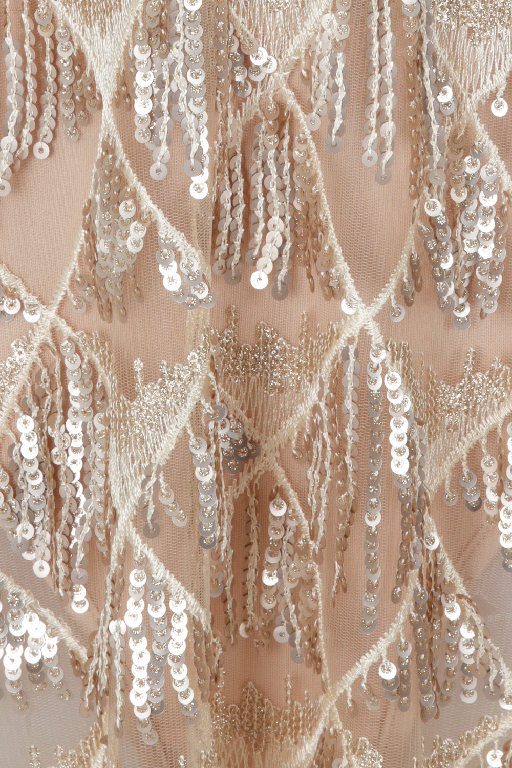 Holly Glam Champagne Gold Ombre Sequin Tassel Fringe Sheer Dress