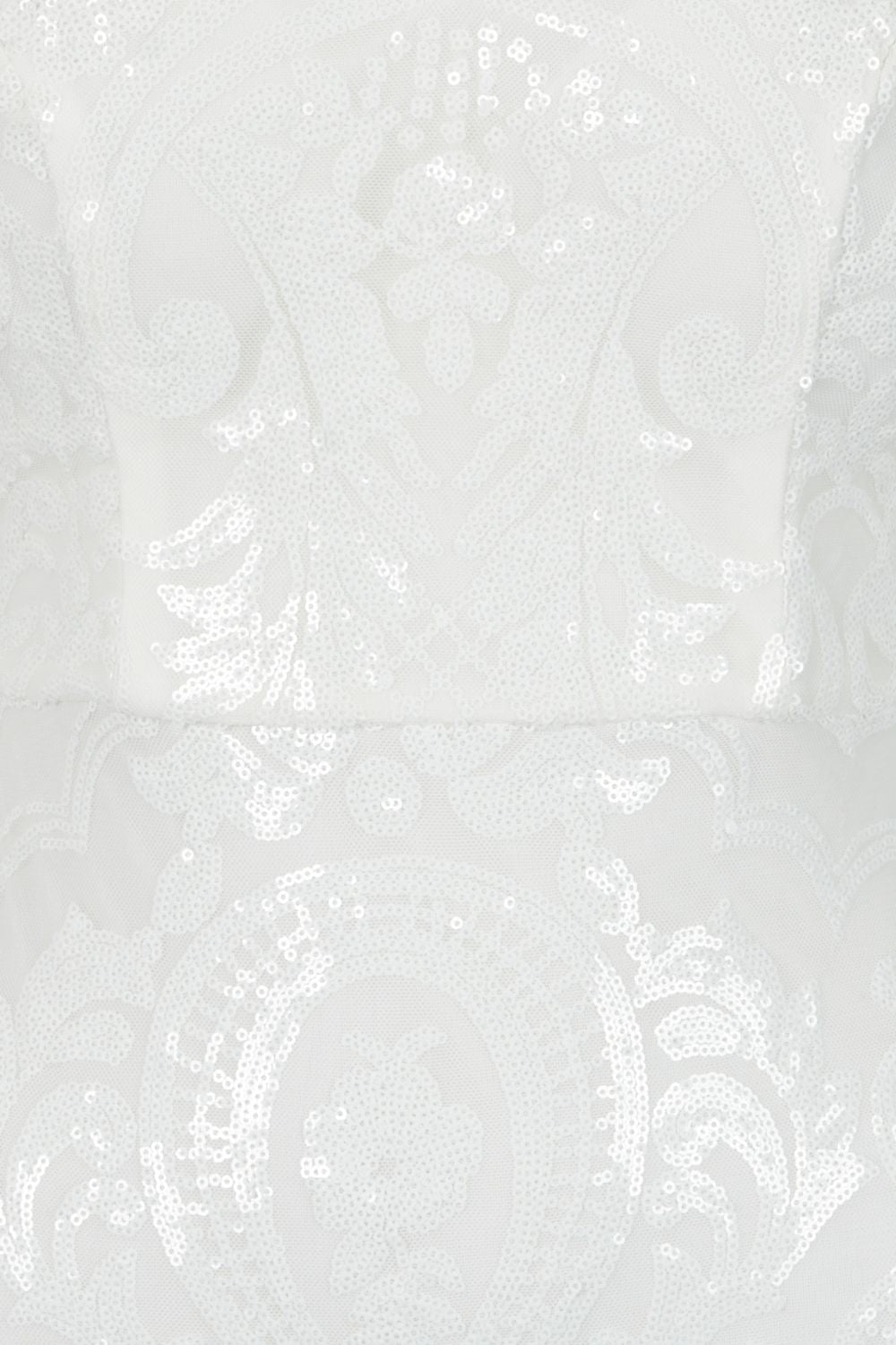 Alexiya White Bardot Sweetheart Sequin Embellished Illusion Dress