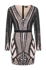 Coco Couture Vip Black Nude Sequin Bodycon Illusion Dress