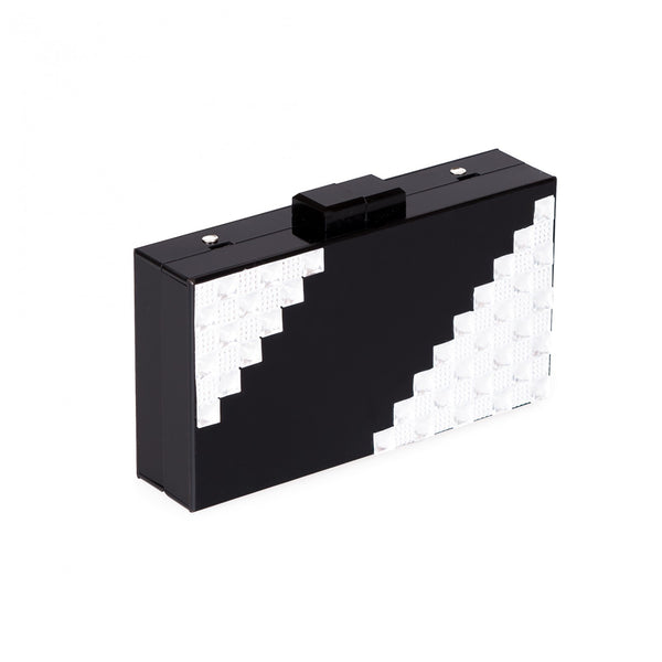 Paris Black Acrylic Diamonte Evening Box Clutch Bag