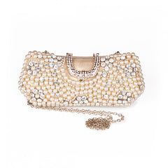 Ciara Gold Pearl & Rhinestone Evening Clutch Bag