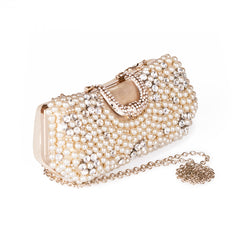 Ciara Gold Pearl & Rhinestone Evening Clutch Bag
