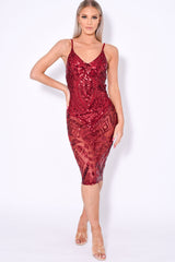 Body On Me Luxe Berry Sequin Sheer Bodysuit Midi Dress