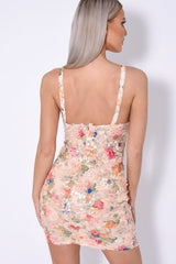 Tie The Knot Floral Lace & Nude Sequin Cut Out Bow Strappy Dress