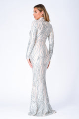 Trinity Luxe Silver Sequin Tree Effect Illusion Maxi Dress