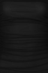 Felicity Black Bardot Off The Shoulder Mesh Net Midi Bodycon Dress