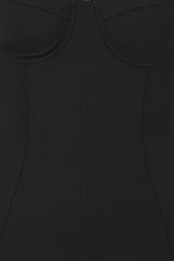 Milani Black Sheer Mesh Net Long Sleeve Bustier Bodycon Mini Dress