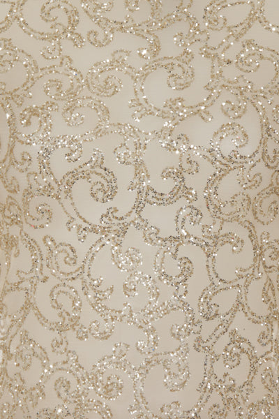 Elsa Gold Sheer Sparkle Glitter Dress