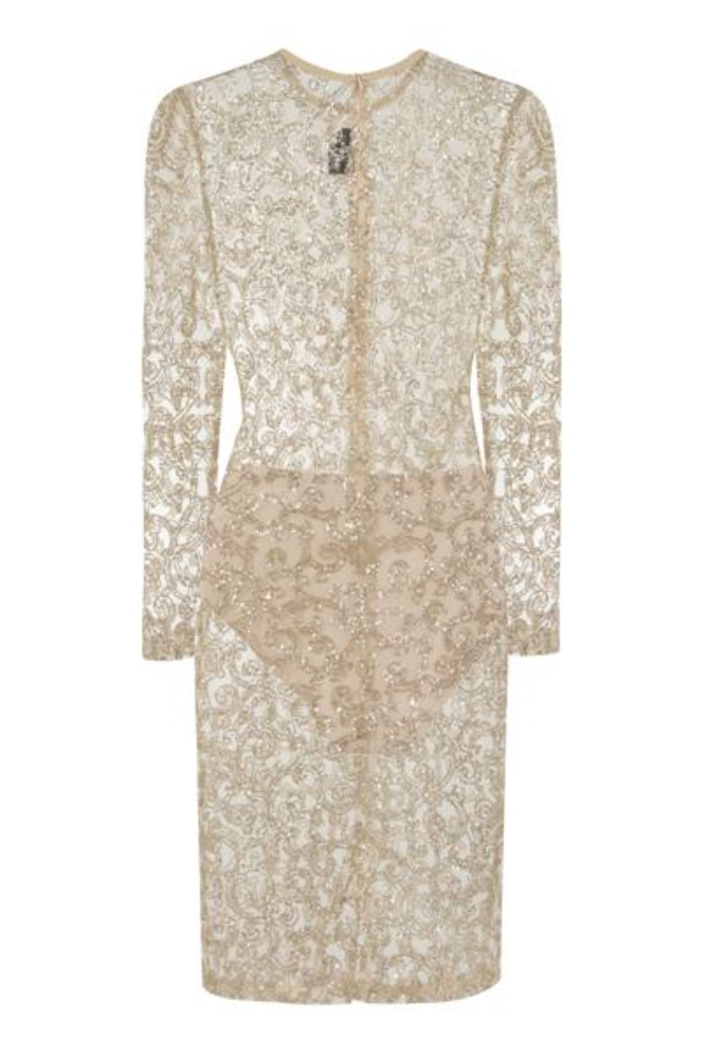 Elsa Gold Sheer Sparkle Glitter Dress
