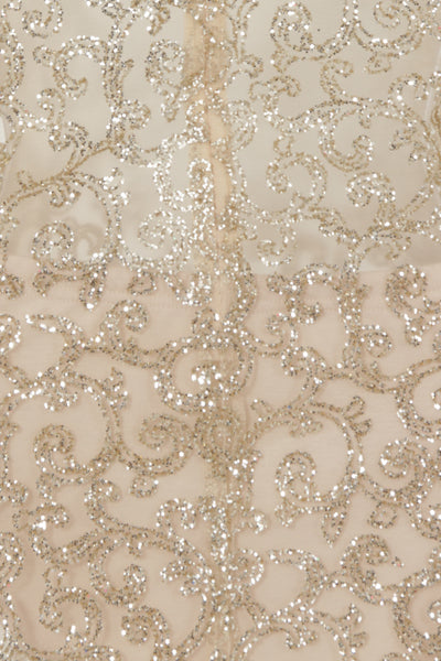 Elsa Gold Sheer Sparkle Glitter Dress