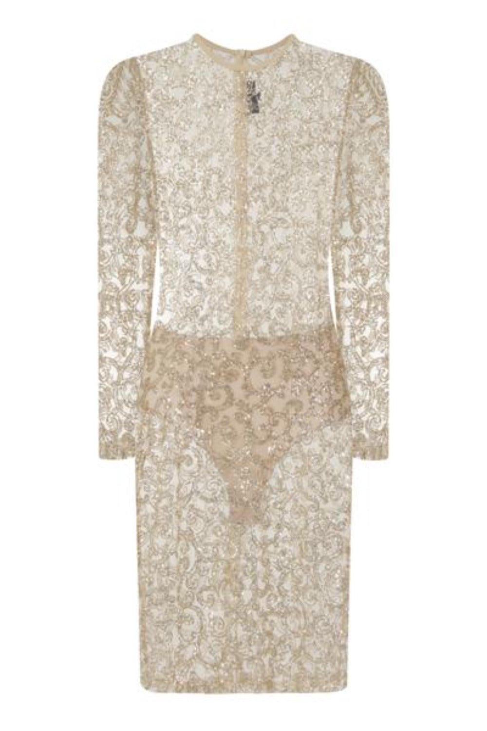 Elsa Gold Sheer Sparkle Glitter Dress